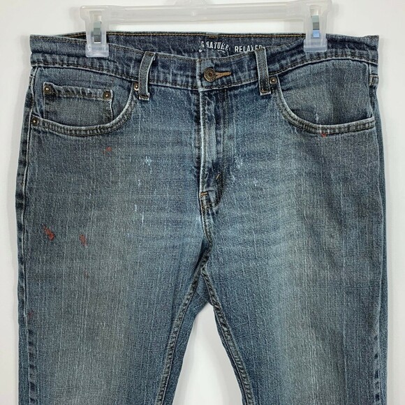 Signature Jeans by Levi Strauss Mens 34/32 Relaxed Fit Some Distressing. - Picture 9 of 10
